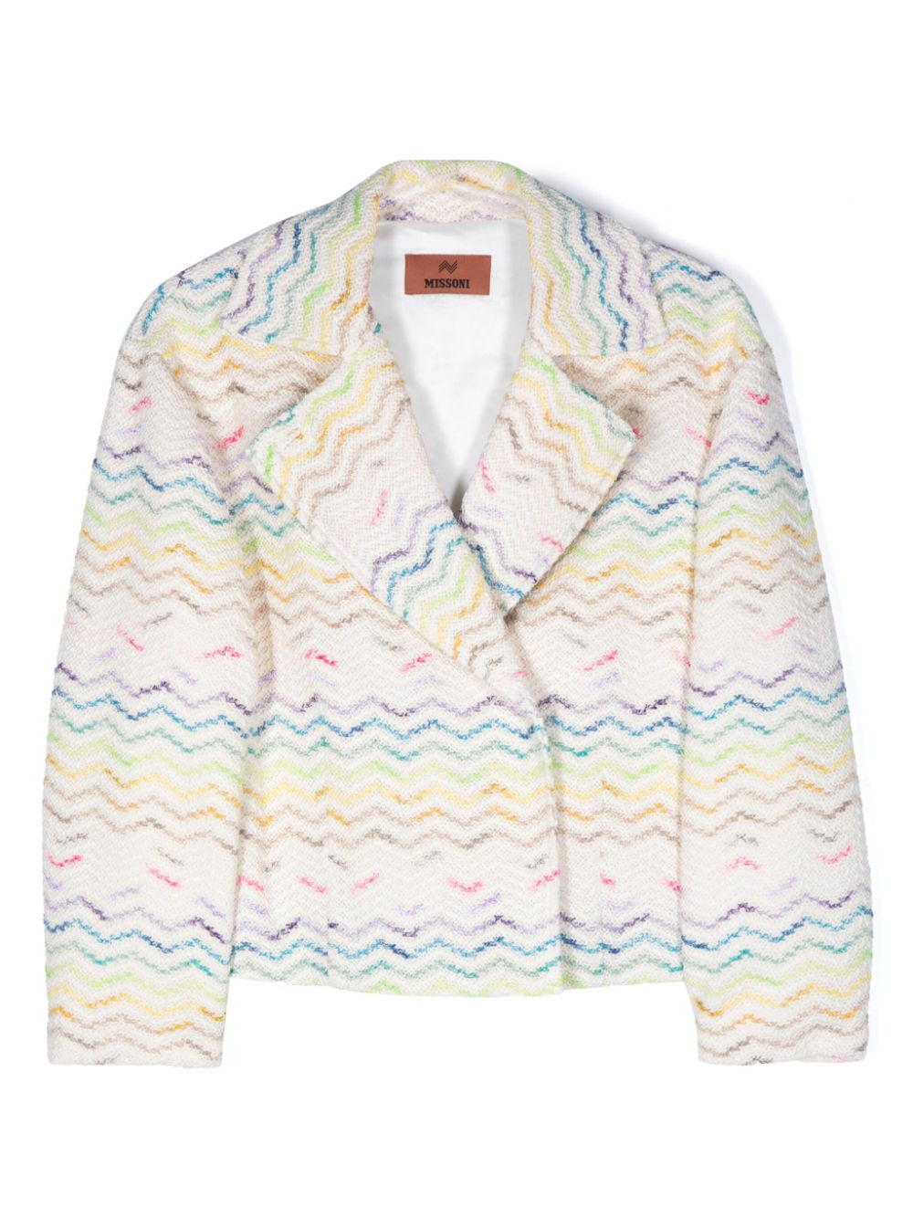 Zigzag-woven blazer - White