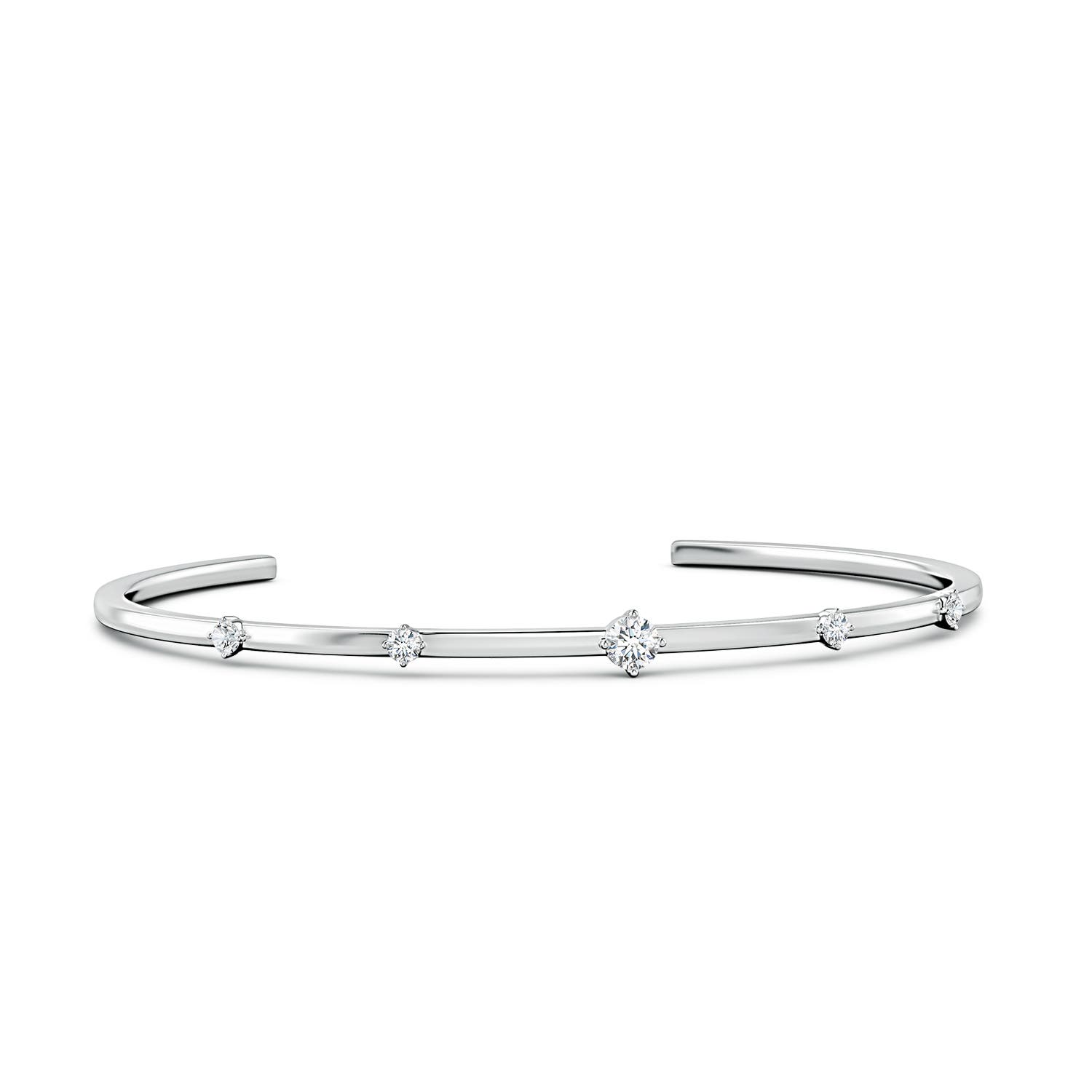 Angara 0.51 CTW Five-Stone Round Lab-Grown Diamond Station Cuff Bracelet in Platinum