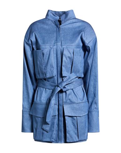 Woman Denim outerwear Blue Size XS Linen, Cotton, Elastane