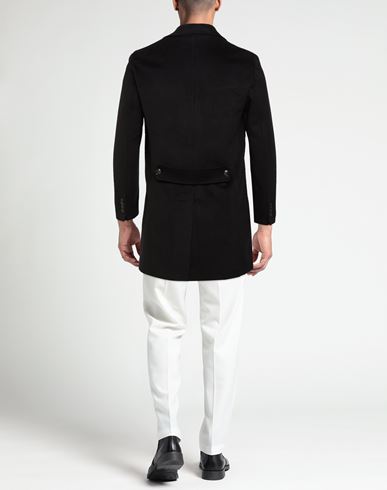 Man Coat Black Size 34 Polyester, Ramie, Elastane