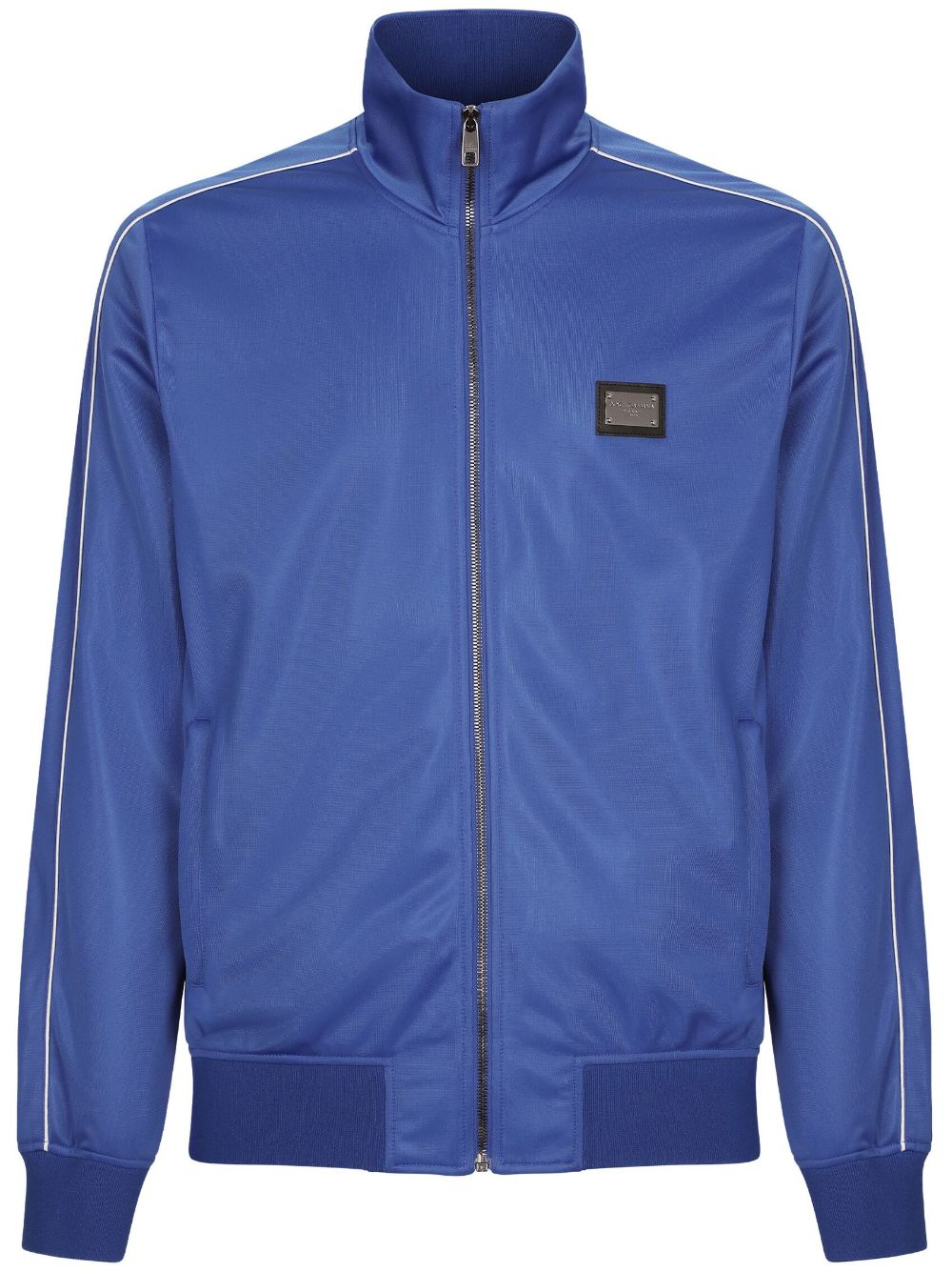 Logo-plaque zip-up jacket - Blue