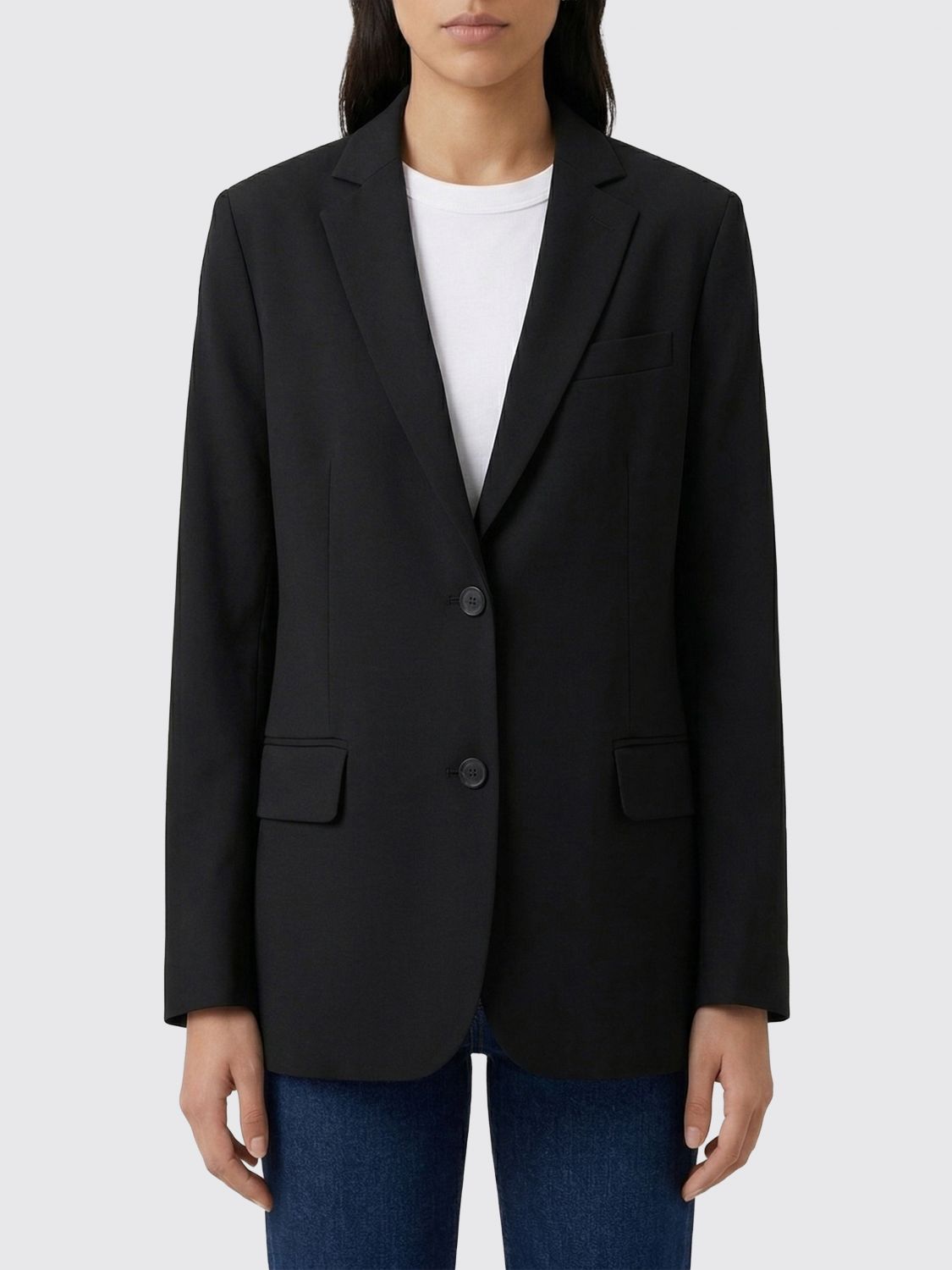 Washed button-front jacket - Black