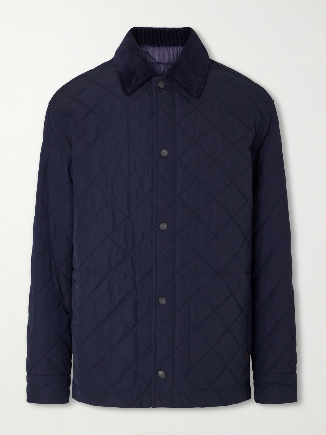 Cotton Corduroy-Trimmed Padded Quilted Shell Jacket