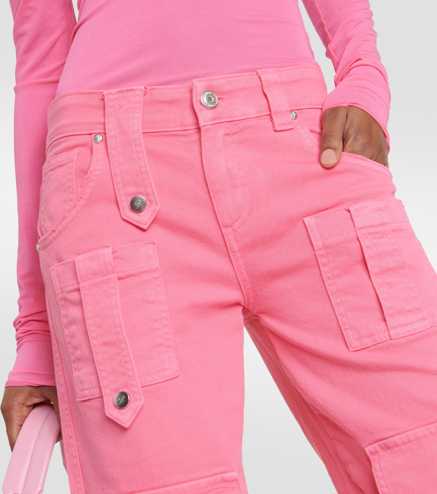Low-rise denim cargo pants
