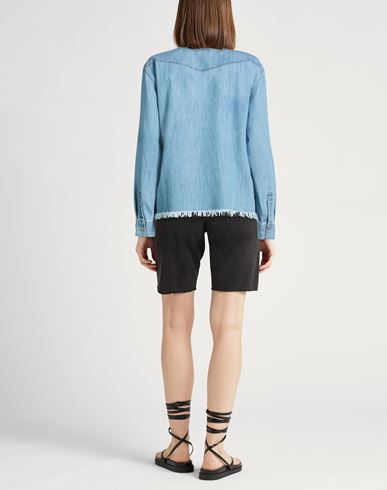 Woman Denim shirt Blue Size 10 Cotton, Elastane