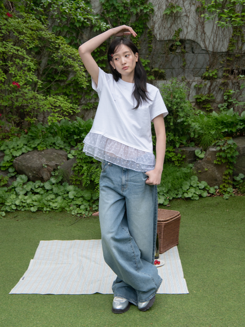 DOT RUFFLE POCKET T-SHIRT