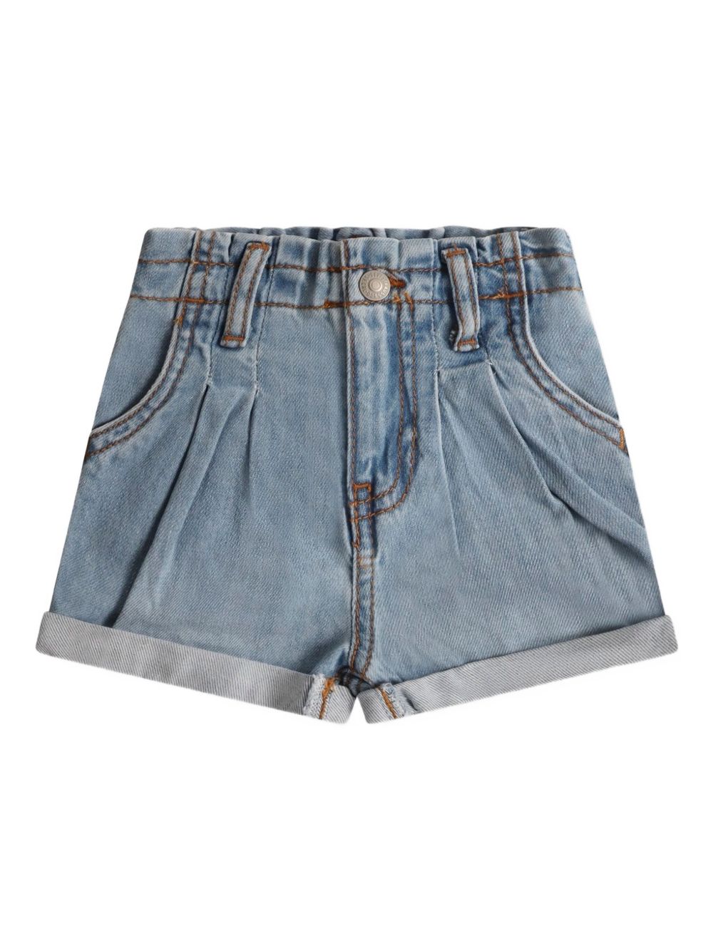 Pleated denim shorts - Blue