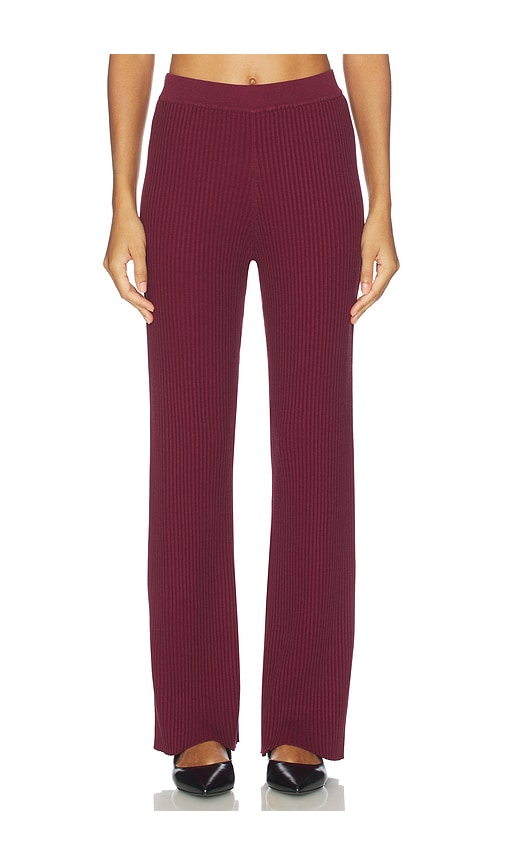 & Reckless Calrine Knit Trouser in Burgundy. - L also in M, S