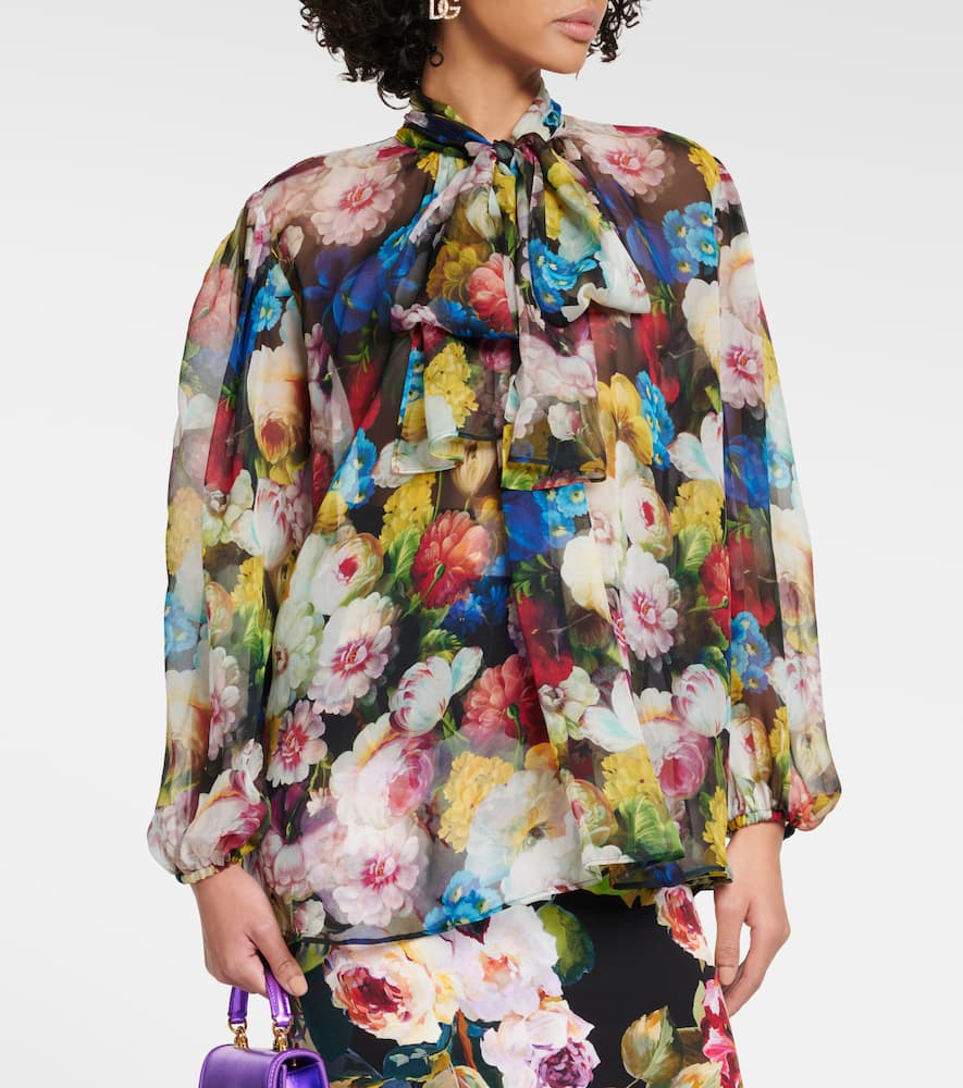 Floral silk chiffon blouse