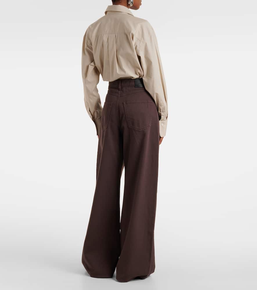 Siamese mid-rise denim wide-leg jeans