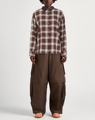 Woman Shirt Chocolate brown Size M Polyester, Cotton, Polyurethane, Viscose