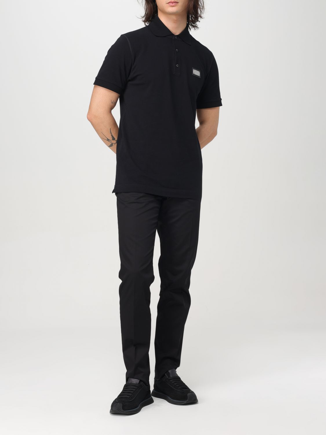 Logo-embroidered trousers - Black
