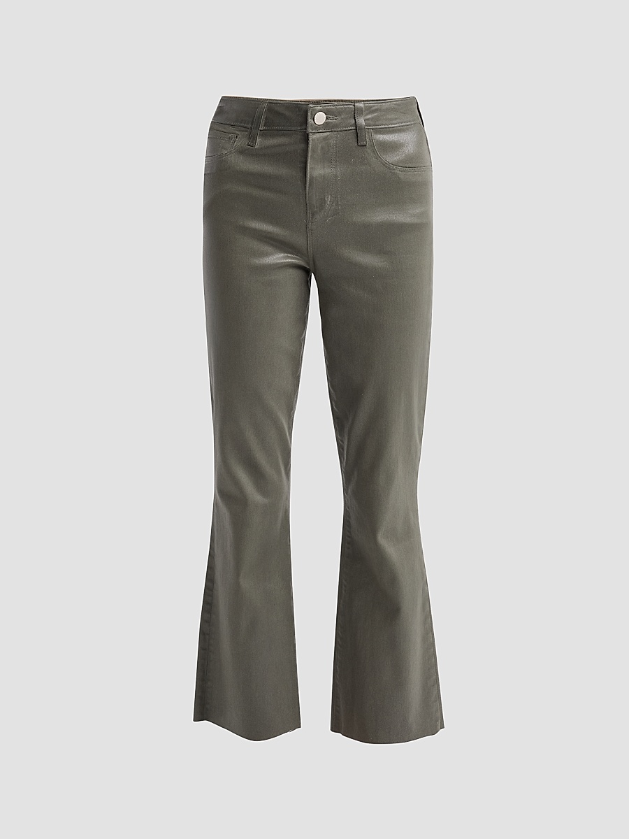 Women's Kendra High-Rise Crop Flare Jeans - Ash Olive Coated