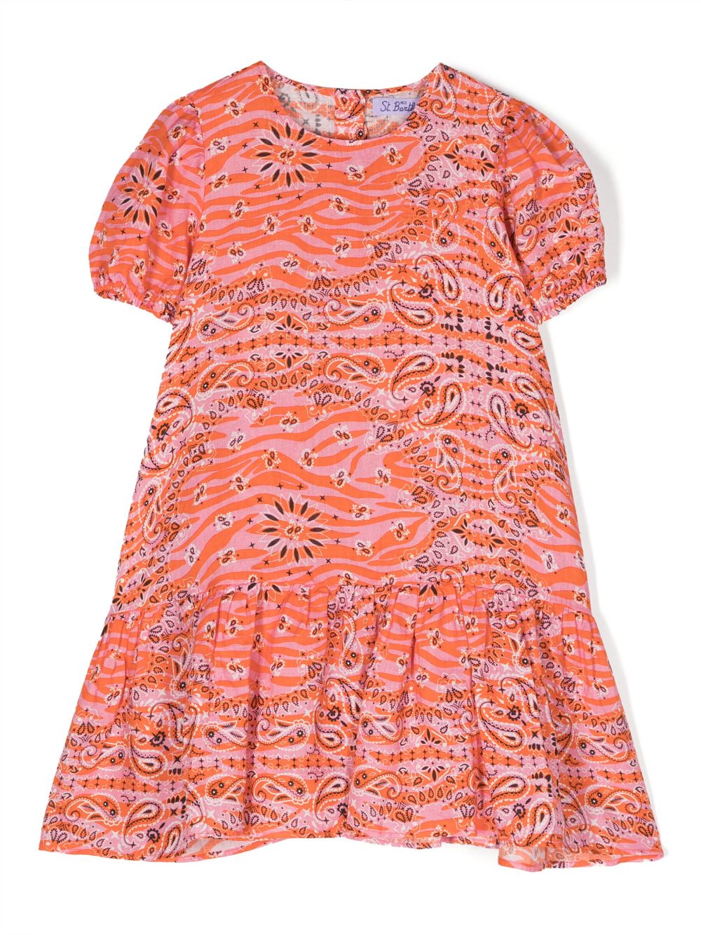 Paisley-print flared dress - Orange