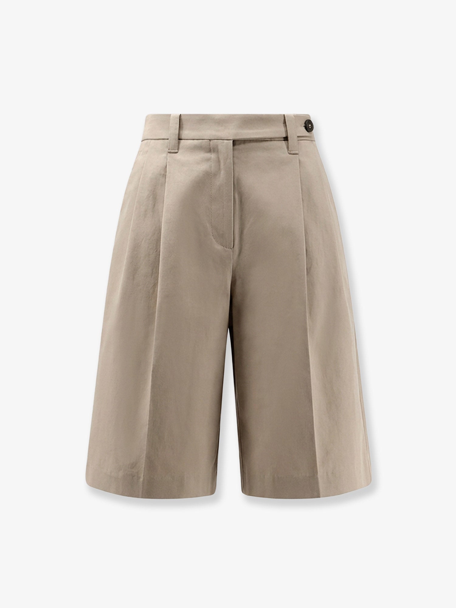 Cotton-Linen Blend Bermudas — Beige