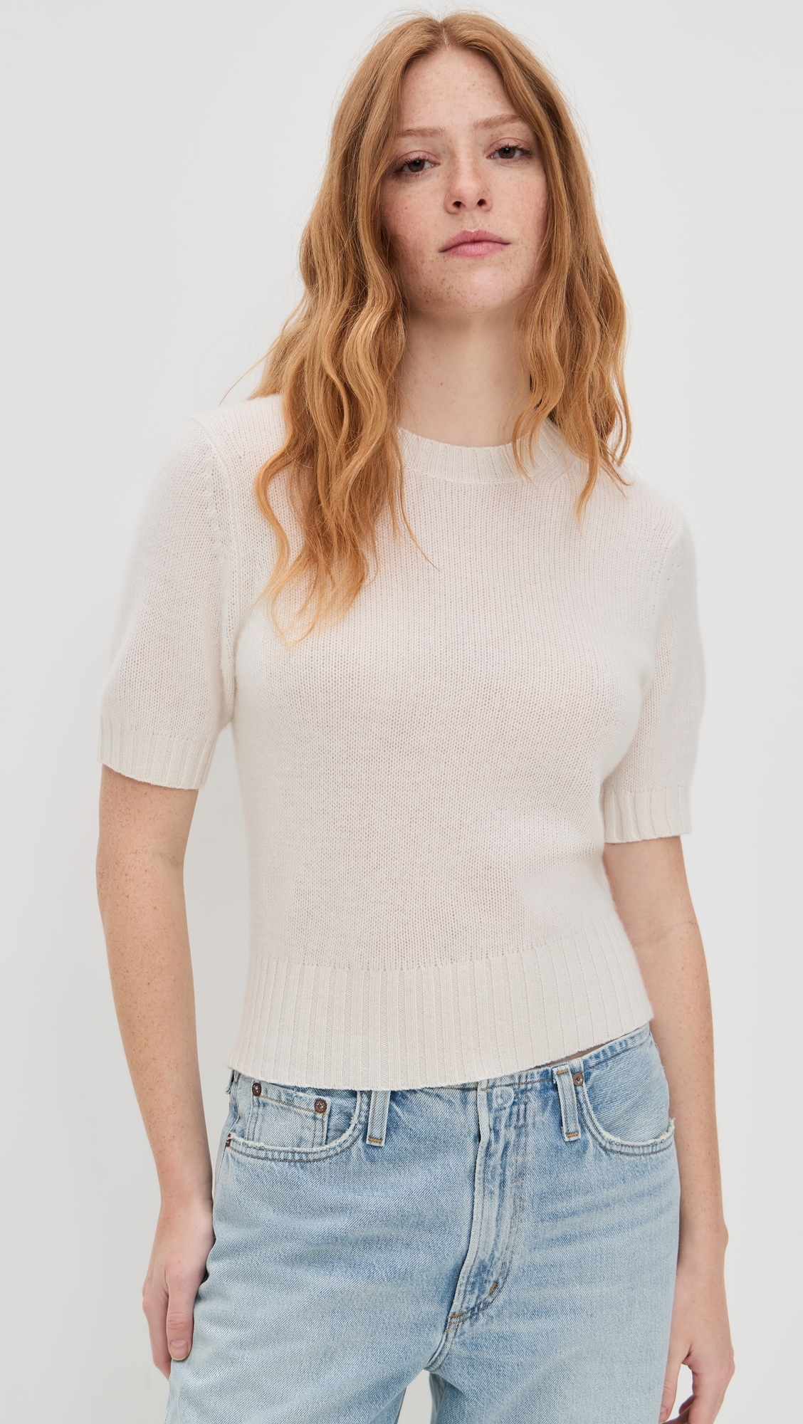 White + Warren Cashmere T-Shirt Sweater Soft White