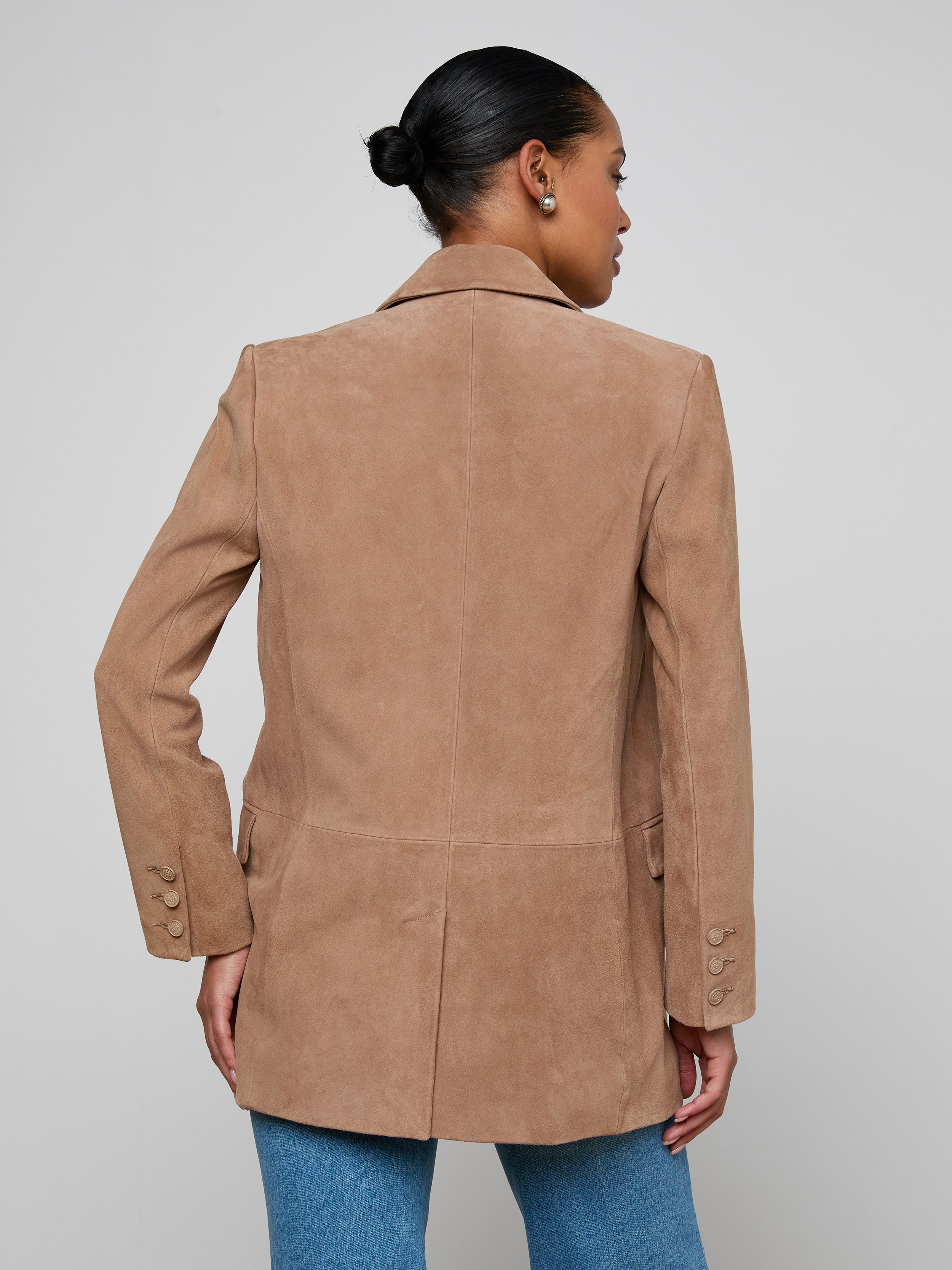 Aimee Oversized Suede Blazer In Cappuccino