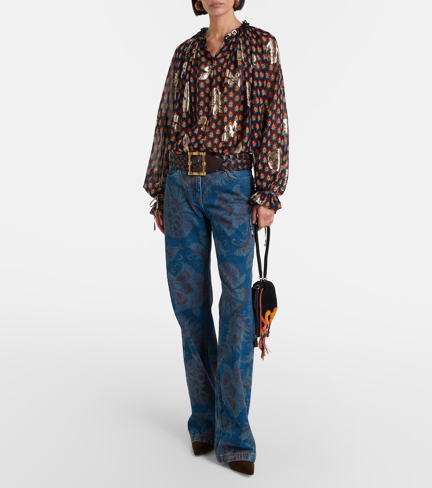 Floral flared jeans