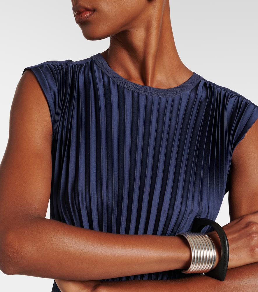 Volta plissé belted crêpe midi dress