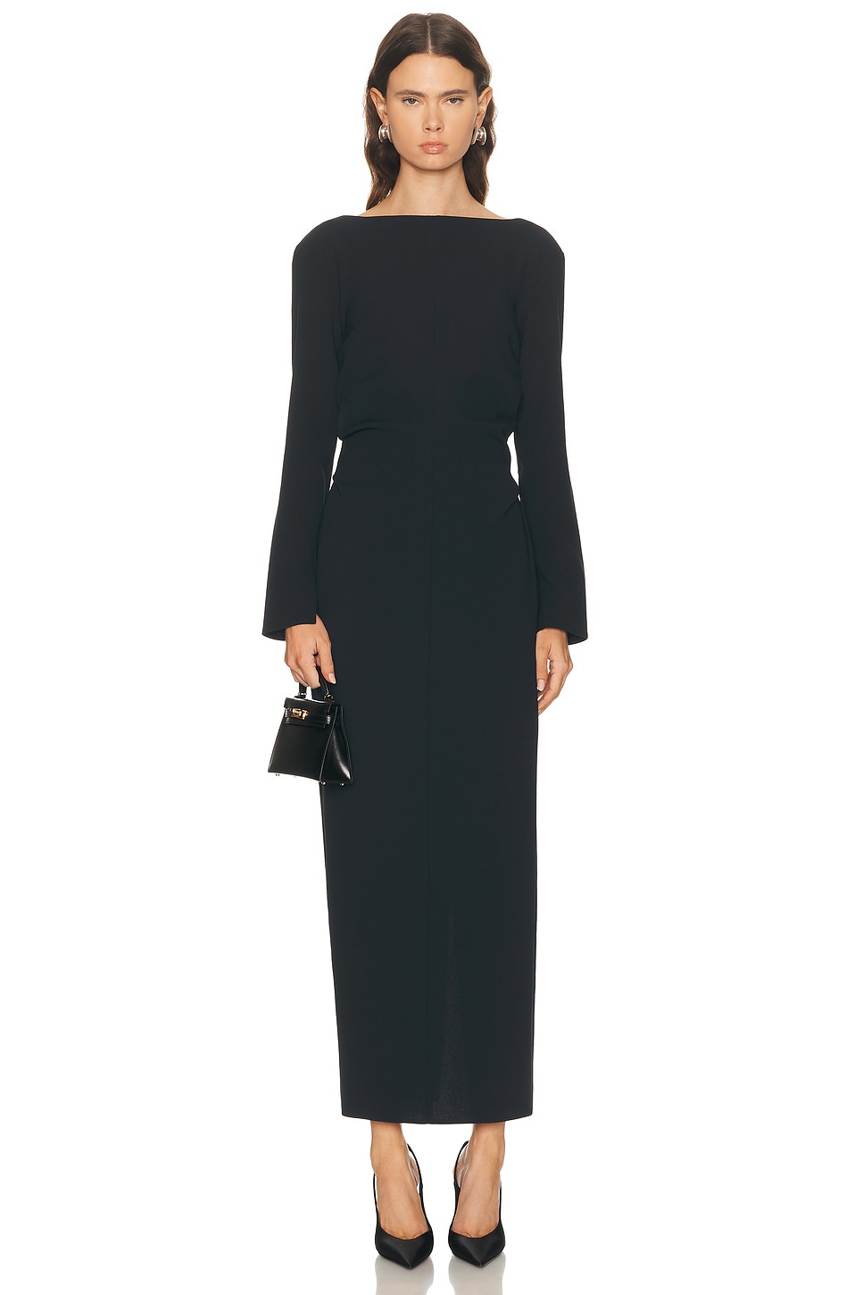 EAVES Norna Polished Crepe Maxi Dress in Black - Black. S also in