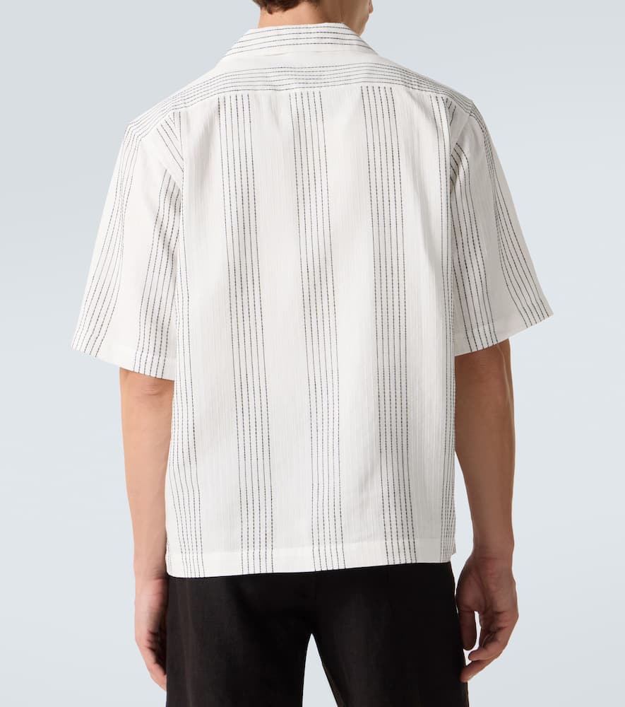 Kantha striped cotton bowling shirt