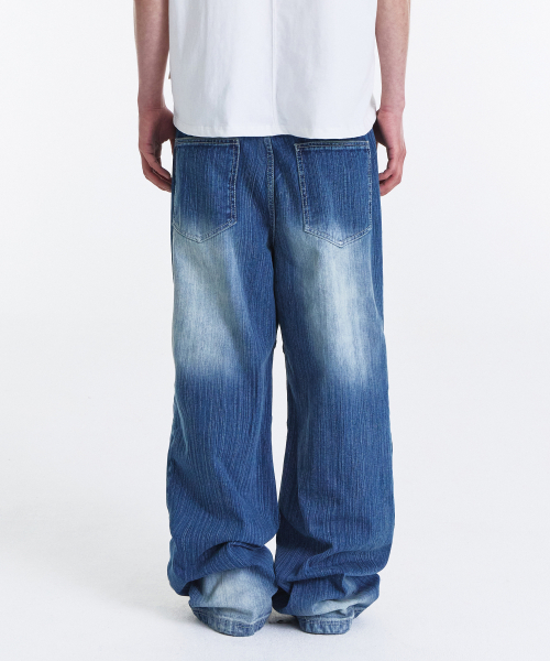 Slub Biker Straight Denim Pants