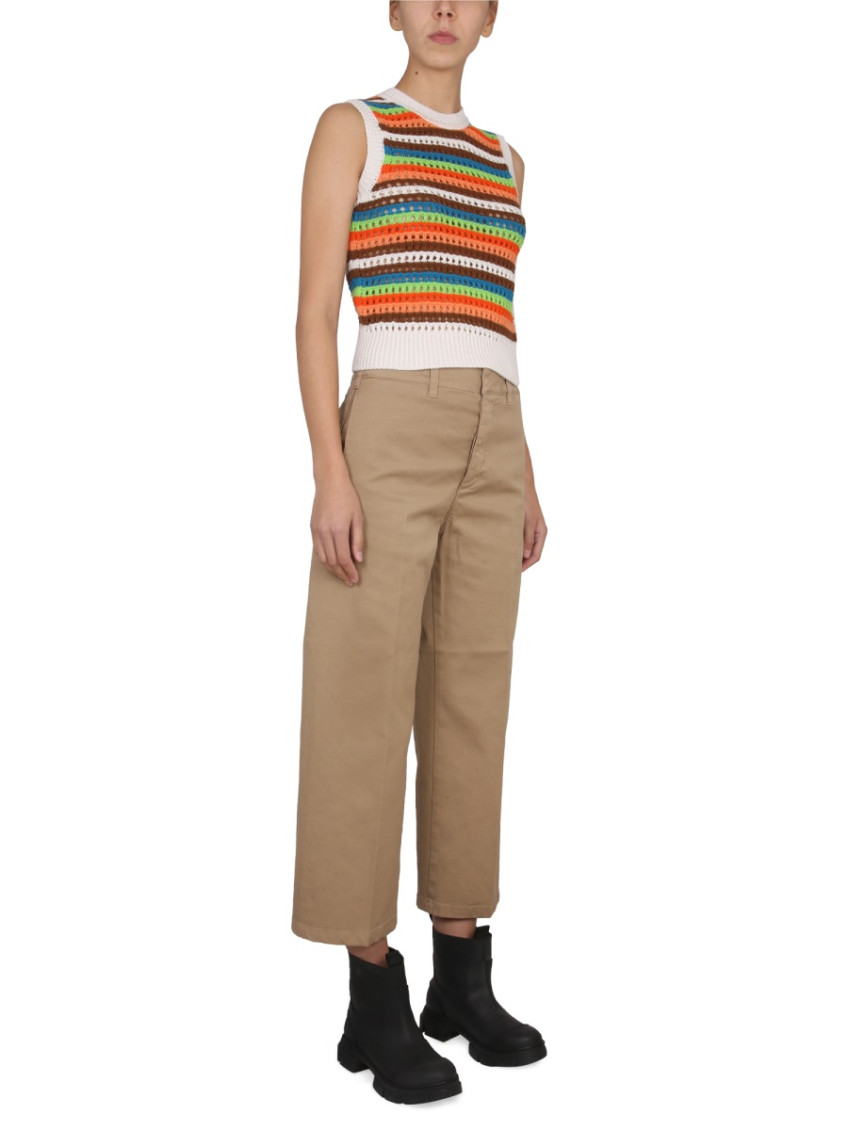 Multicolor Stripes Crew Neck Top