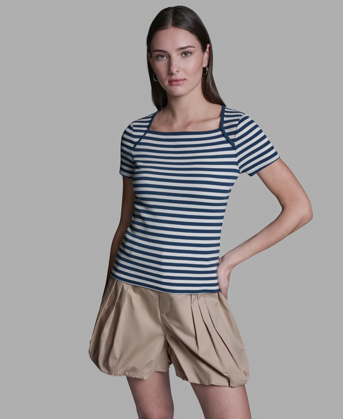 Women's Short-Sleeve Stripe T-Shirt - Whisper White/indigo Night