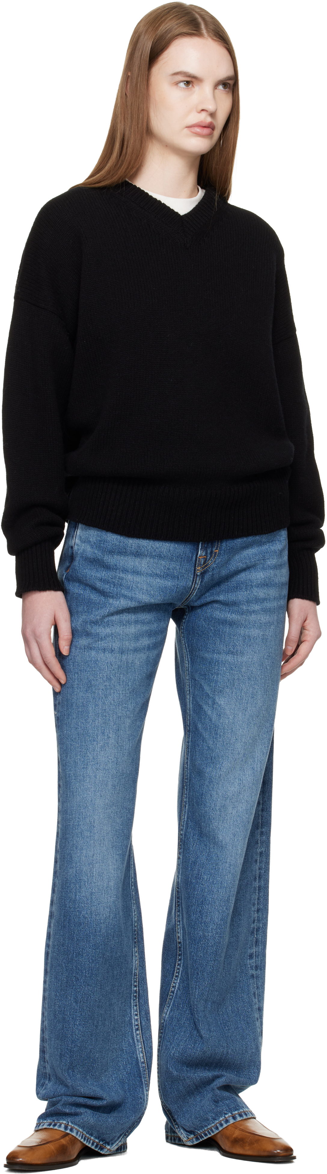 Black Balla Slouch V-Neck Sweater