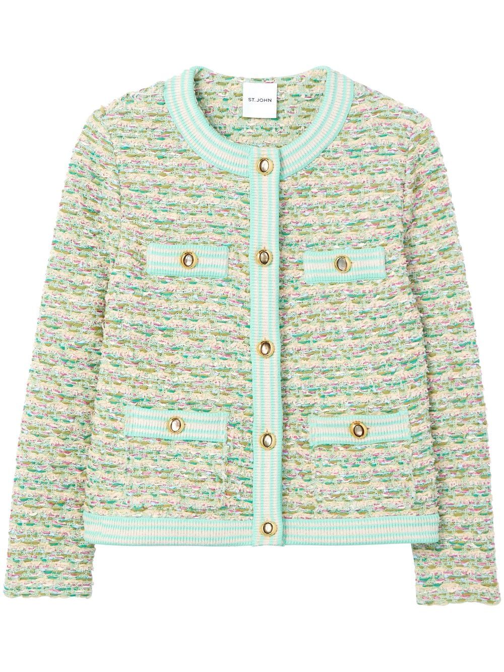 Boucle-tweed knit jacket - Green