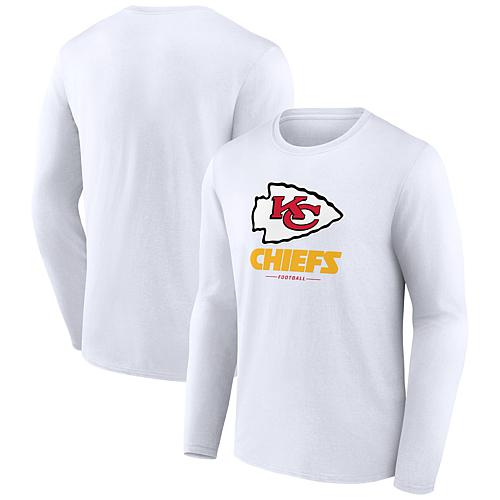 Men's Fanatics White Kansas City Chiefs Logo Team Lockup Long Sleeve T-Shirt