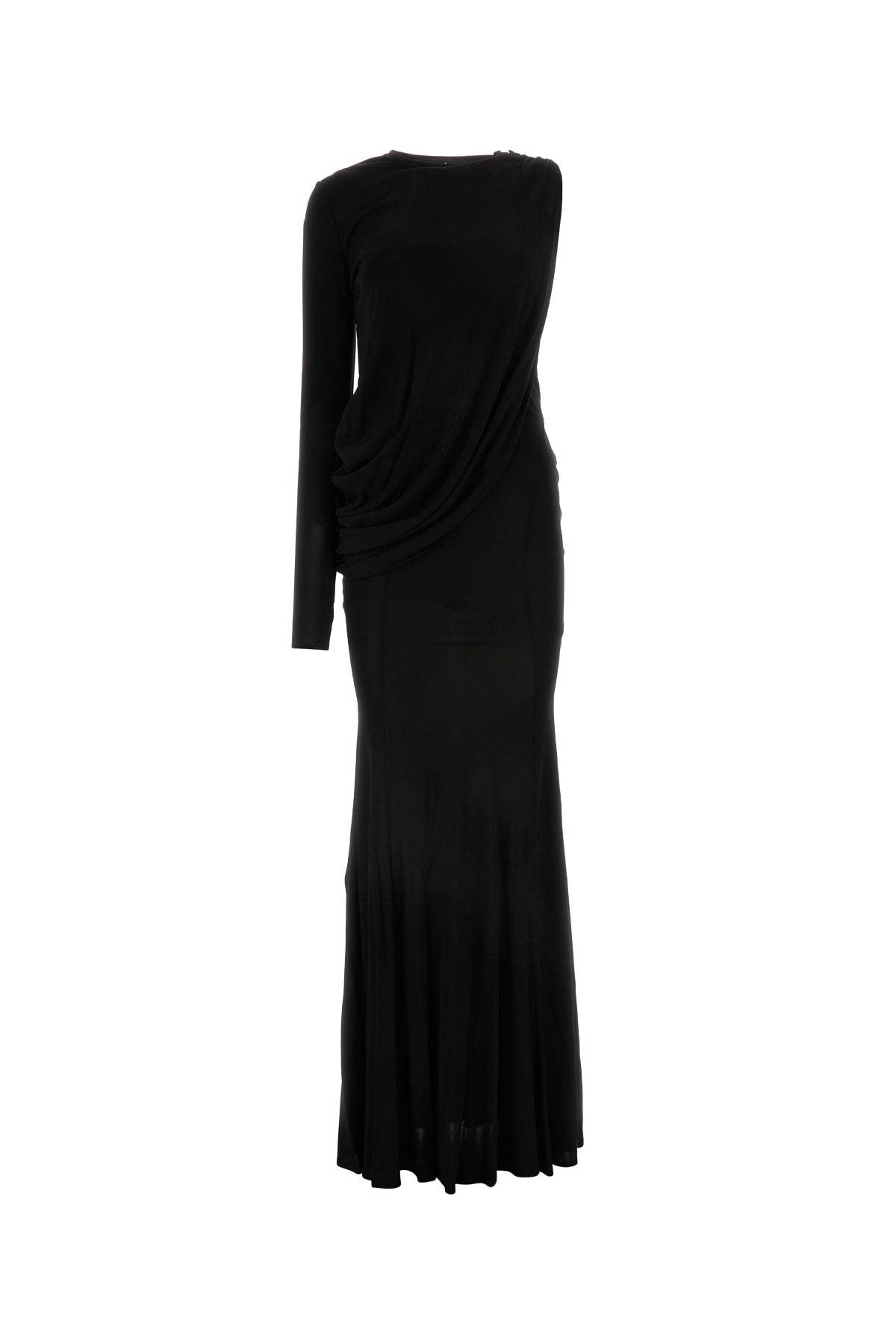 Draped Viscose Dress — Black