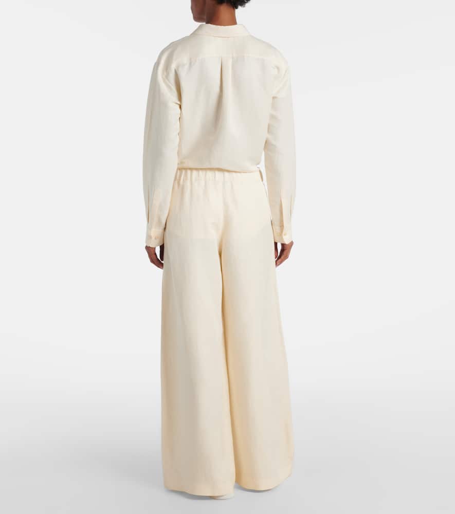 Gelos linen and silk wide-leg pants