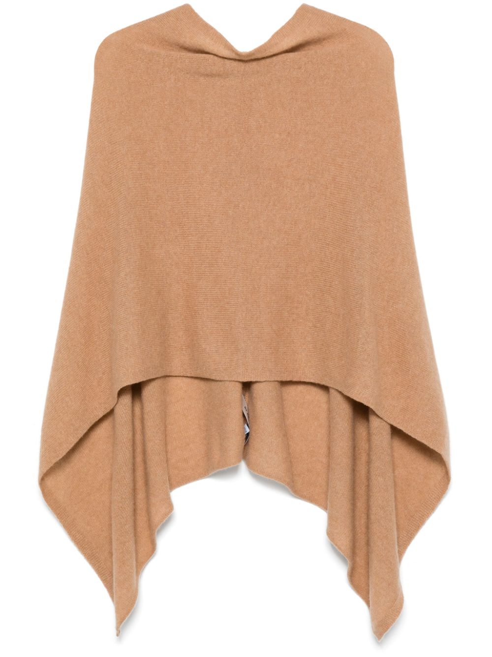 Asymmetric draped cashmere poncho - Black