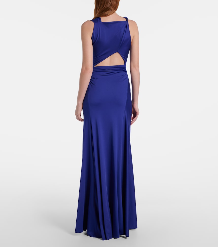 Asymmetric draped gown
