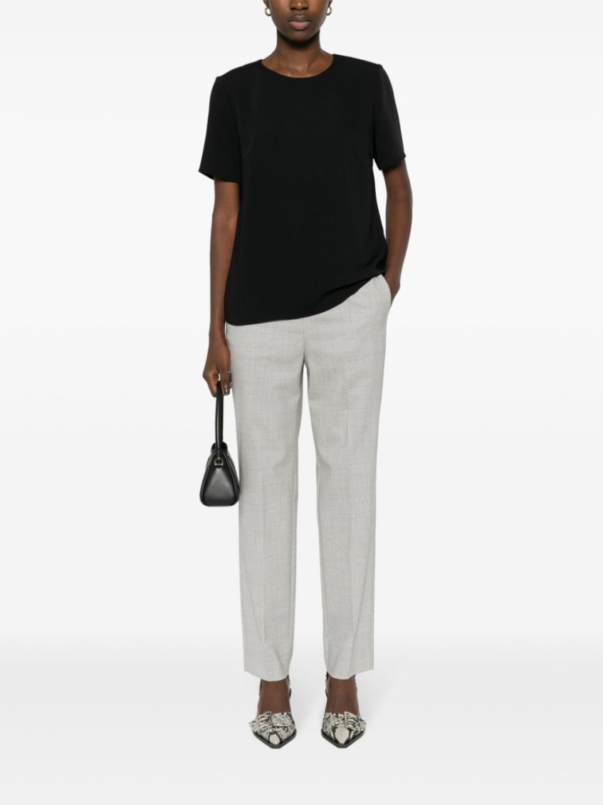Grey high-waisted tailored trousers