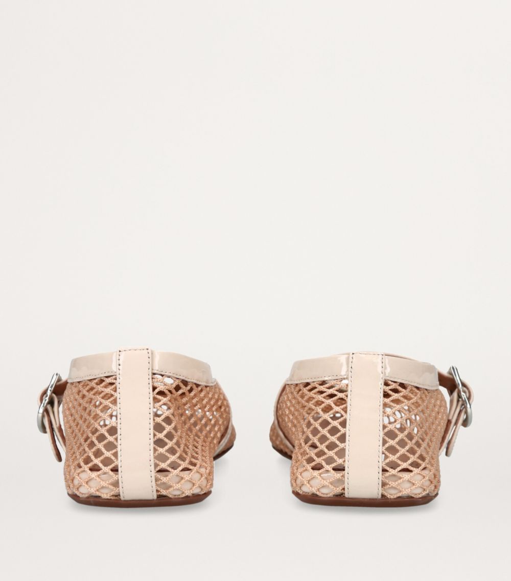 Leather Mesh Ballet Flats