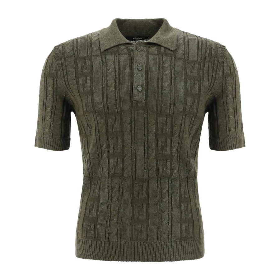 Mens FF Wool Blend Knit Polo Shirt