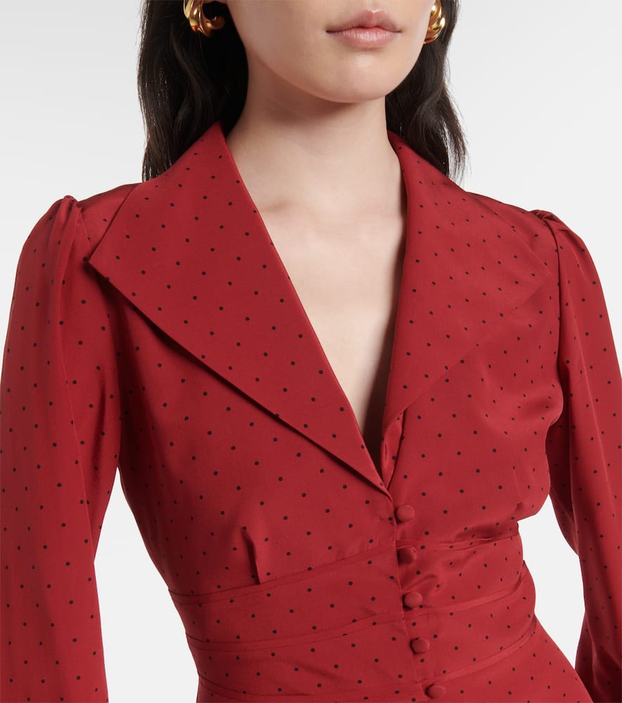 Polka-dot silk midi dress