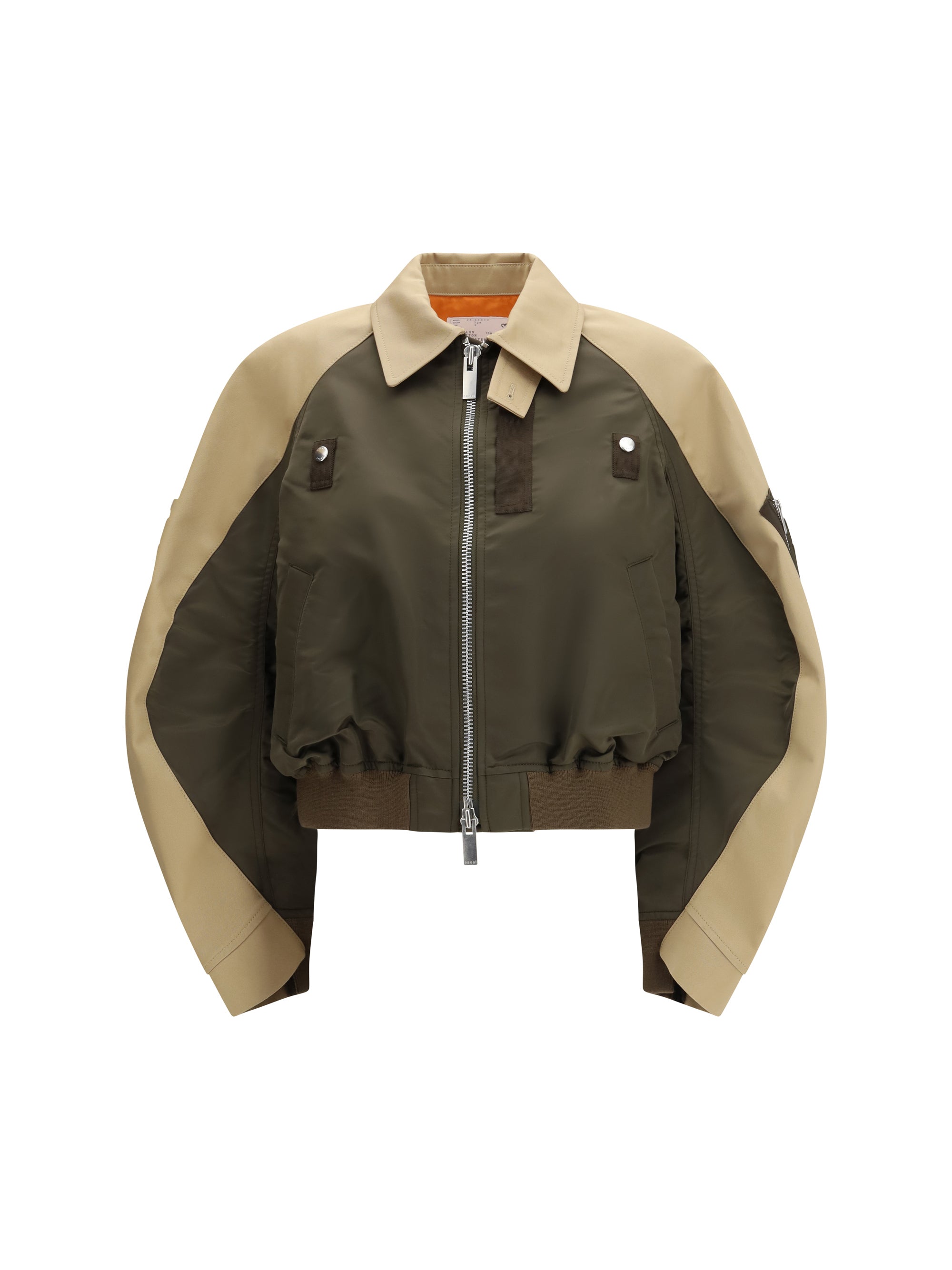 Cotton and Nylon Bomber Jacket — Beige
