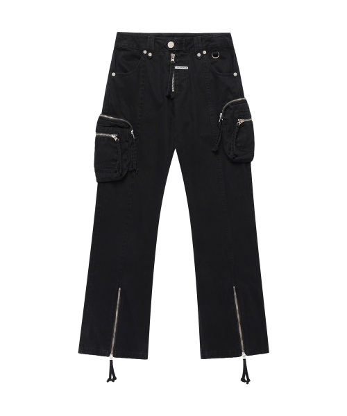WASHED MILITARY CARGO PANTS BLACK