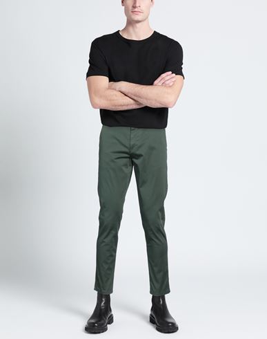 Man Pants Military green Size 36 Cotton, Elastane