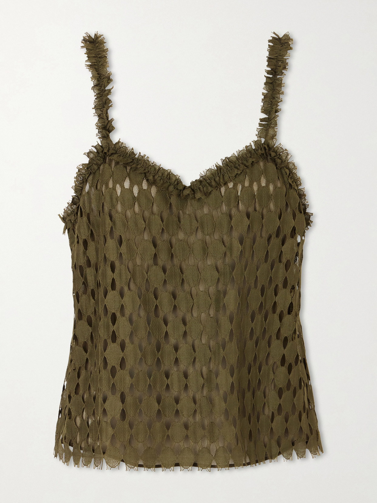 Francoise Cotton-blend Lace Top - Green