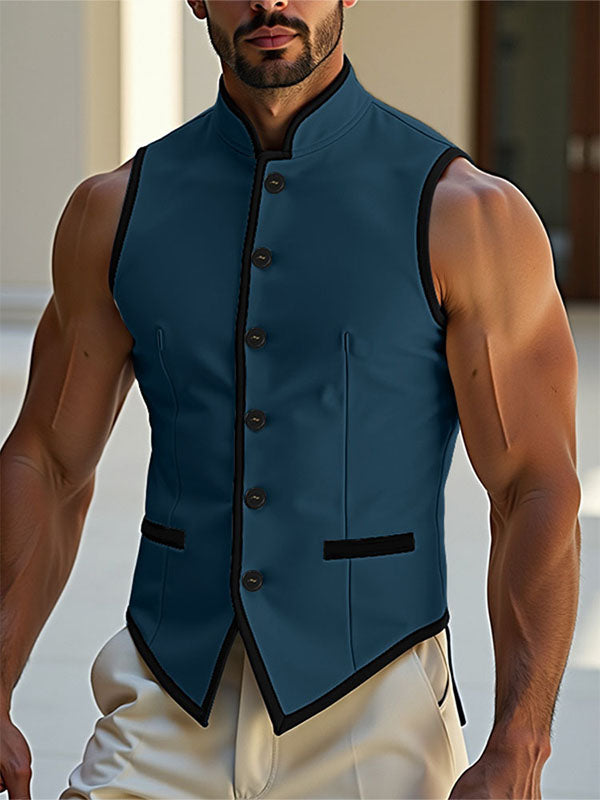 Men's Contrast Edge Sleeveless Shirt SKUL21531 - Blue / S