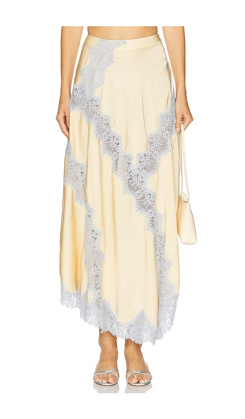 L'Academie Lay Midi Skirt in Yellow. L. Also in XXS, XS, S