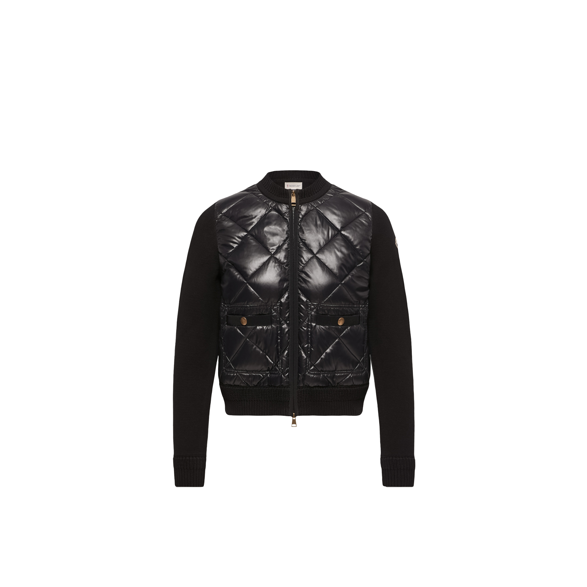 Quilted Diamond Knit Down Jacket — Black