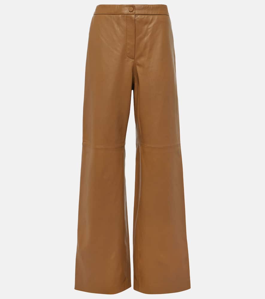 High-rise leather wide-leg pants
