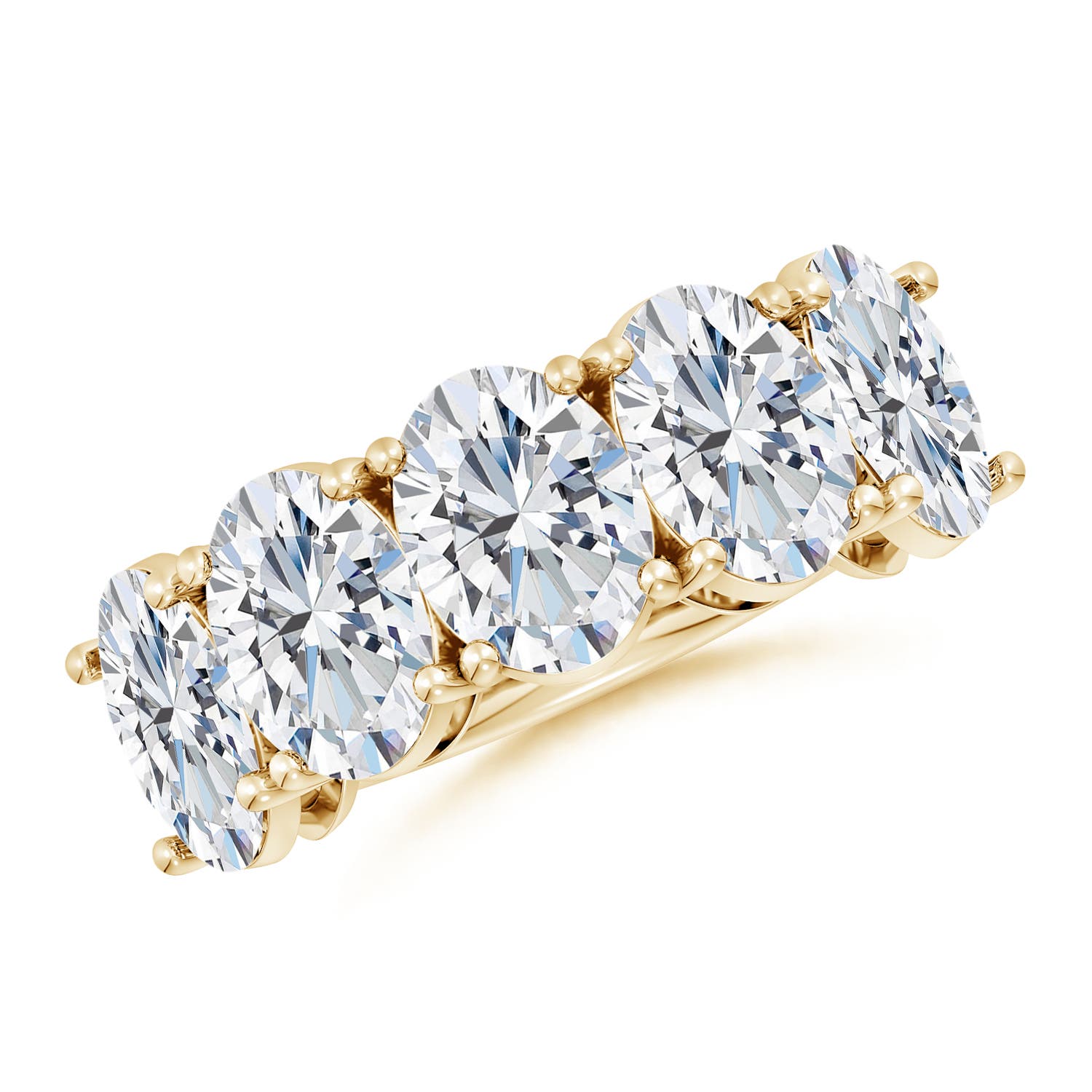 Angara 7.5 Carats Oval Diamond Five Stone Classic Anniversary Ring in 14K Yellow Gold