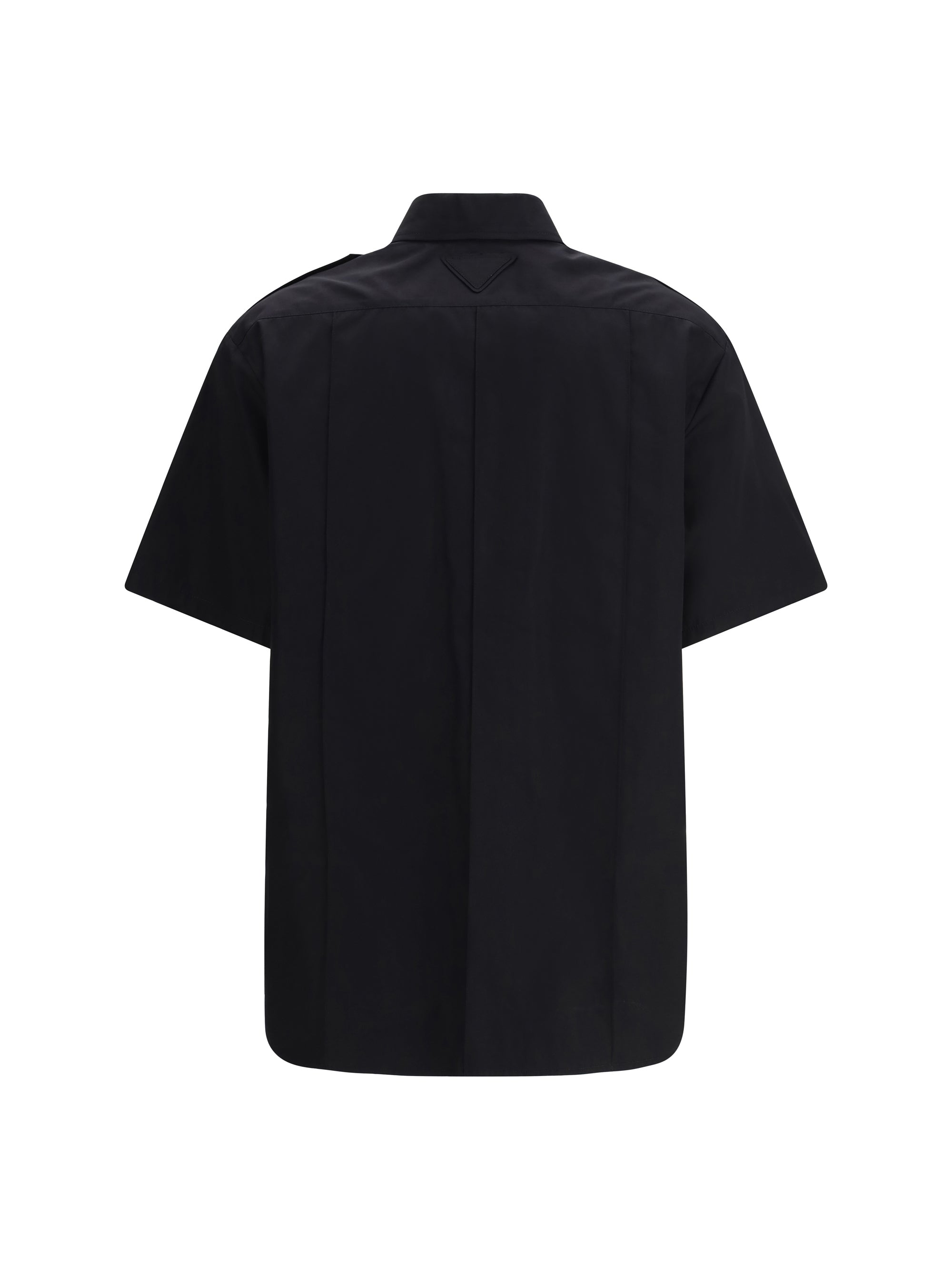 Short-Sleeve Poplin Cotton Shirt — Black