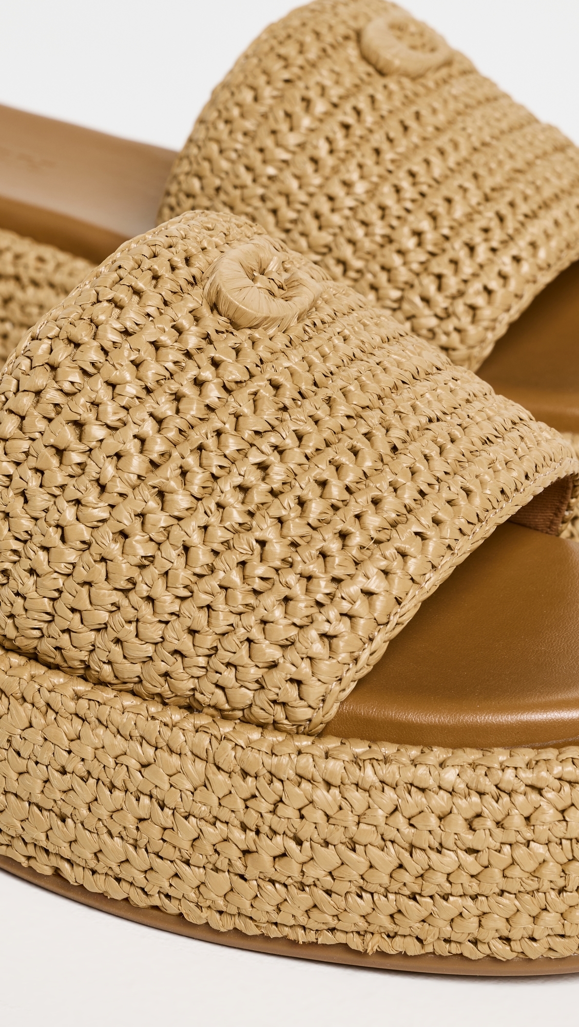 Sculpted C Platform Slides Natural Raffia